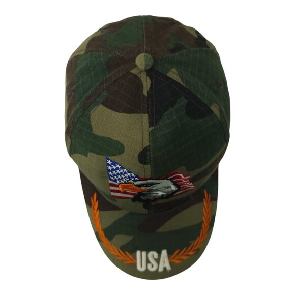 Bald Eagle USA Flag Camo Strapback Cap Embroidered Curved Brim Baseball Hat - Picture 6 of 13